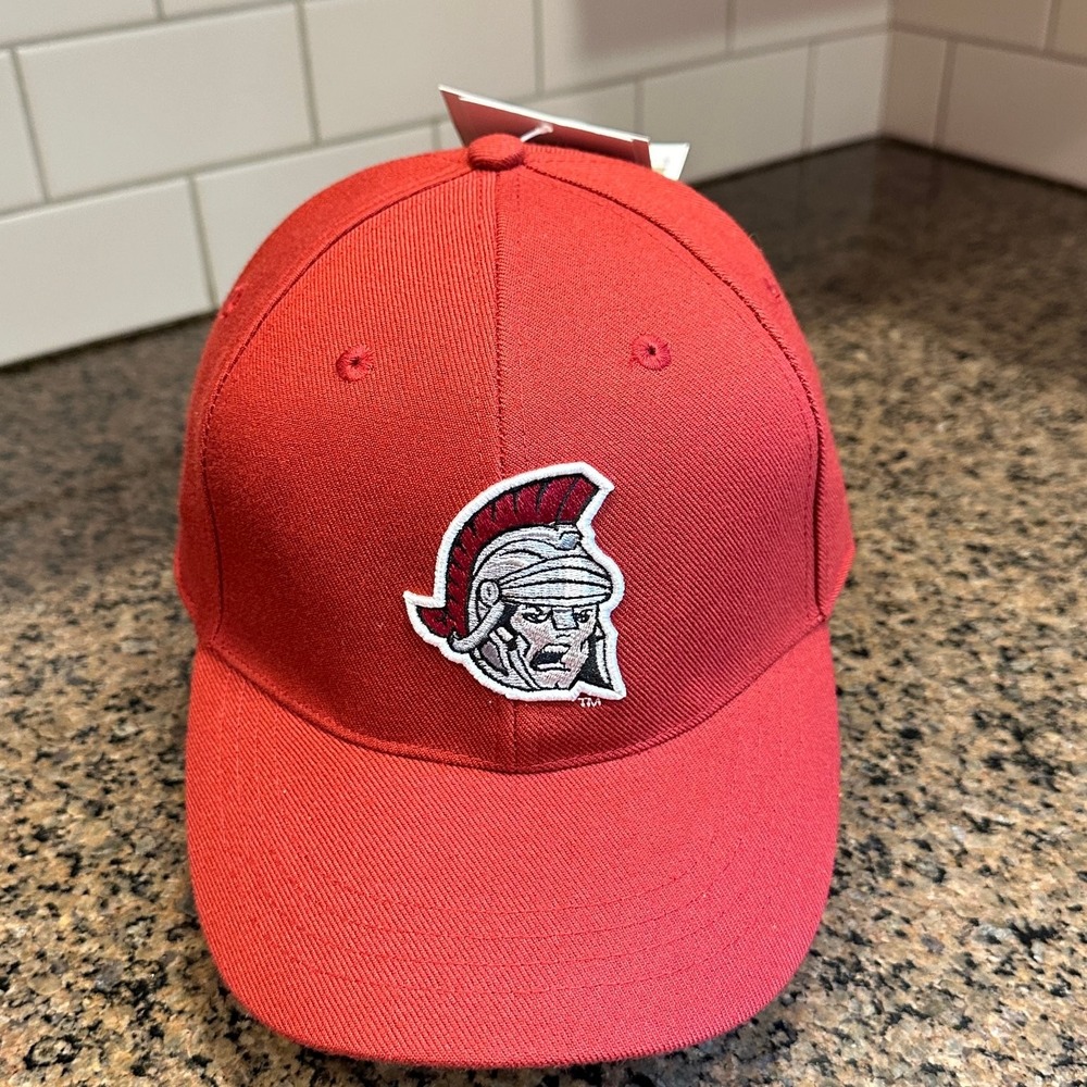 Vtg Troy Trojans Red Oak Sportswear Fitted Baseball Cap XL Red Deadstock New